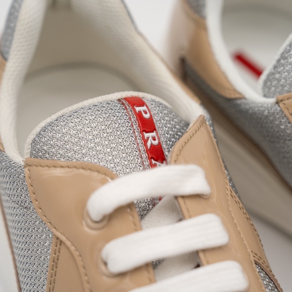 size 8uk 9 US Prada America's Cup sneakers Patent leather technical fabric Beige - Picture 9 of 15